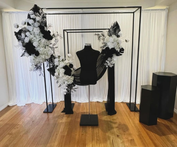 Black and White Groom Florals